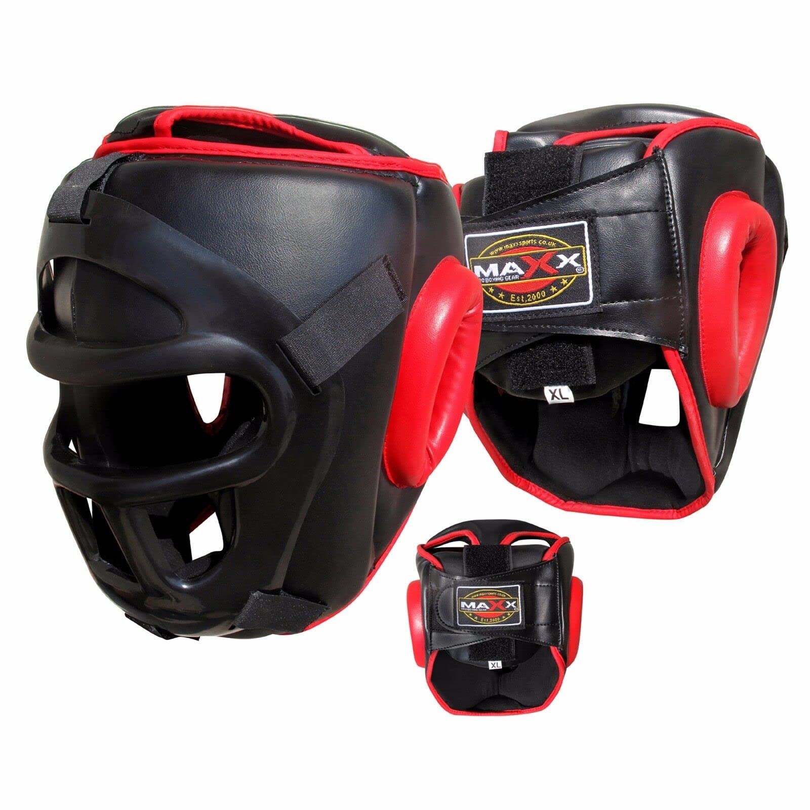 Head Guard Gril Helmet Boxing Headguards Martial Arts Gear Kick Pad Mma Ufc Maxx (Small, Black/Red)