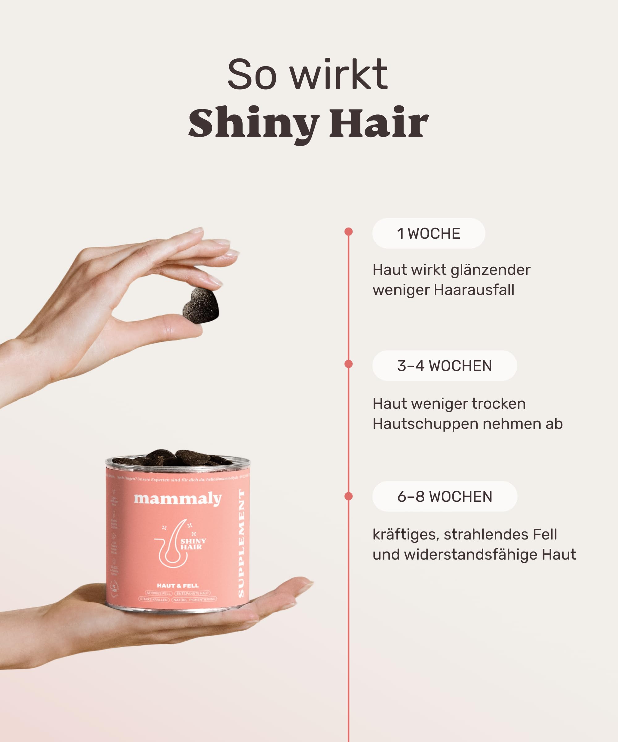 mammaly Fellpflege Leckerlis Hund mit Bierhefe & Biotin 350g - 120x Shiny Hair Snacks gegen Haarausfall & Juckreiz Hunde mit Probiotika - Vitamin Komplex (C, E, D3, Beta-Carotin, Zink)