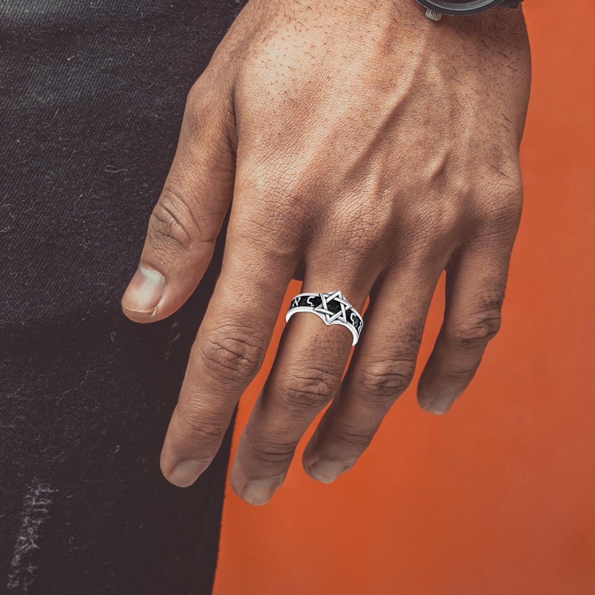 Mens Star of David Ring with Hebrew Size 9/10/11 in 925 Sterling Silver Jewish Star Rings Jewelry Gifts