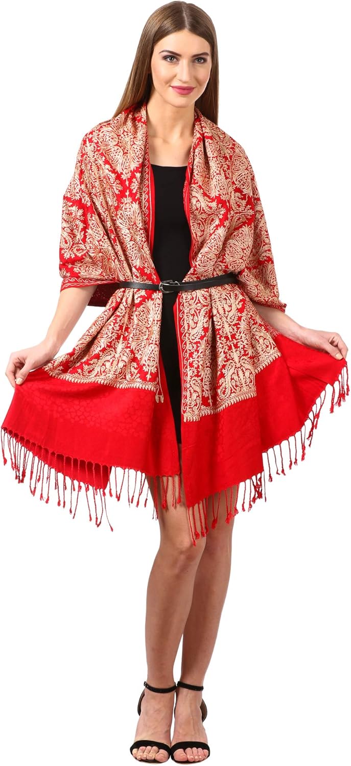 Pashtush Women's Rayon Embroidered, Scarfs, Shawls, Stoles, Wraps 28 x 80 inches Midnight Blue