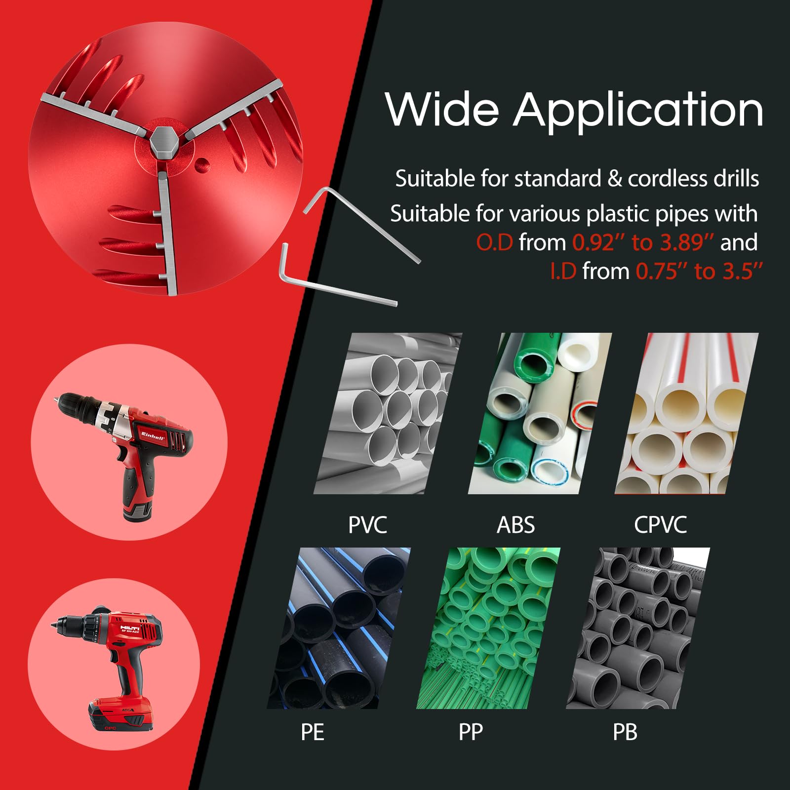 PVC Deburring Tool - 2 in 1 Chamfer Cutter -3