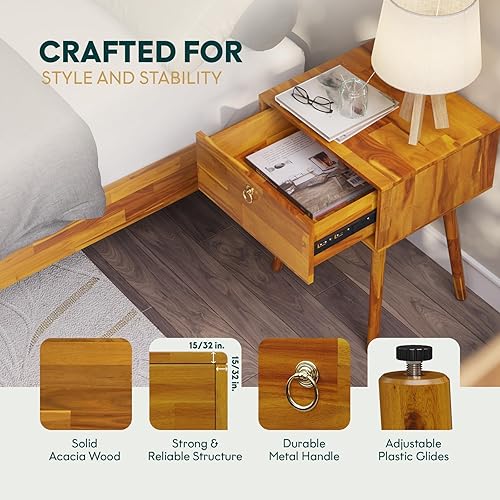 Miniatura 127 de Bme Dinkee - Base de cama de tamaño matrimonial sin cabecera, 15 pulgadas, minimalista y moderna, madera de acacia, 12 listones de madera para