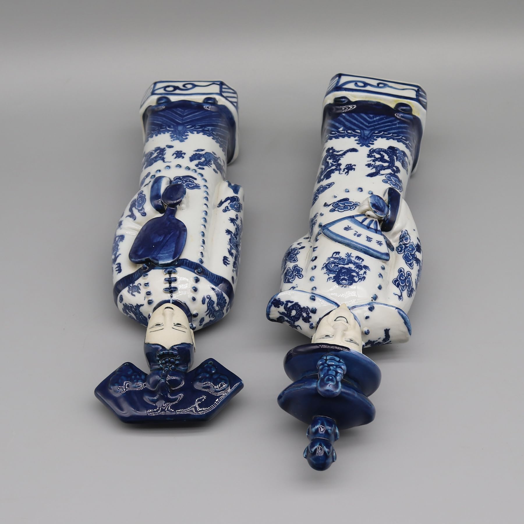 Eastern tide Set di 2 statuine tradizionali in porcellana blu e bianca dell'imperatore cinese e dell'imperatrice cinese, statue decorative in ceramica