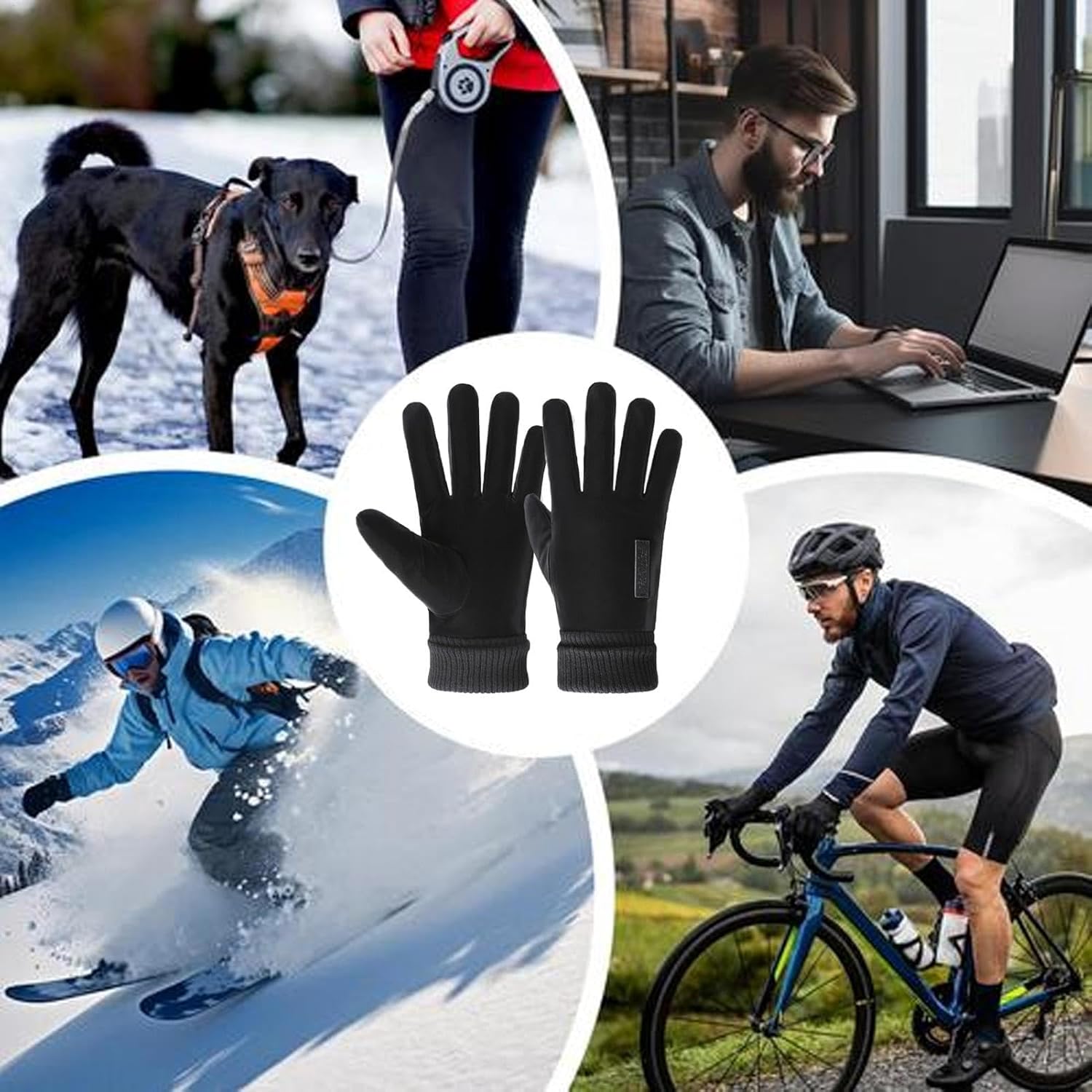 Winter Gloves for Men, Running | Touch Screen Thermal Driving Mittens - Thick Snow Insulated, Waterproof Texting Warm for Cold Weather(Colour: brown black)