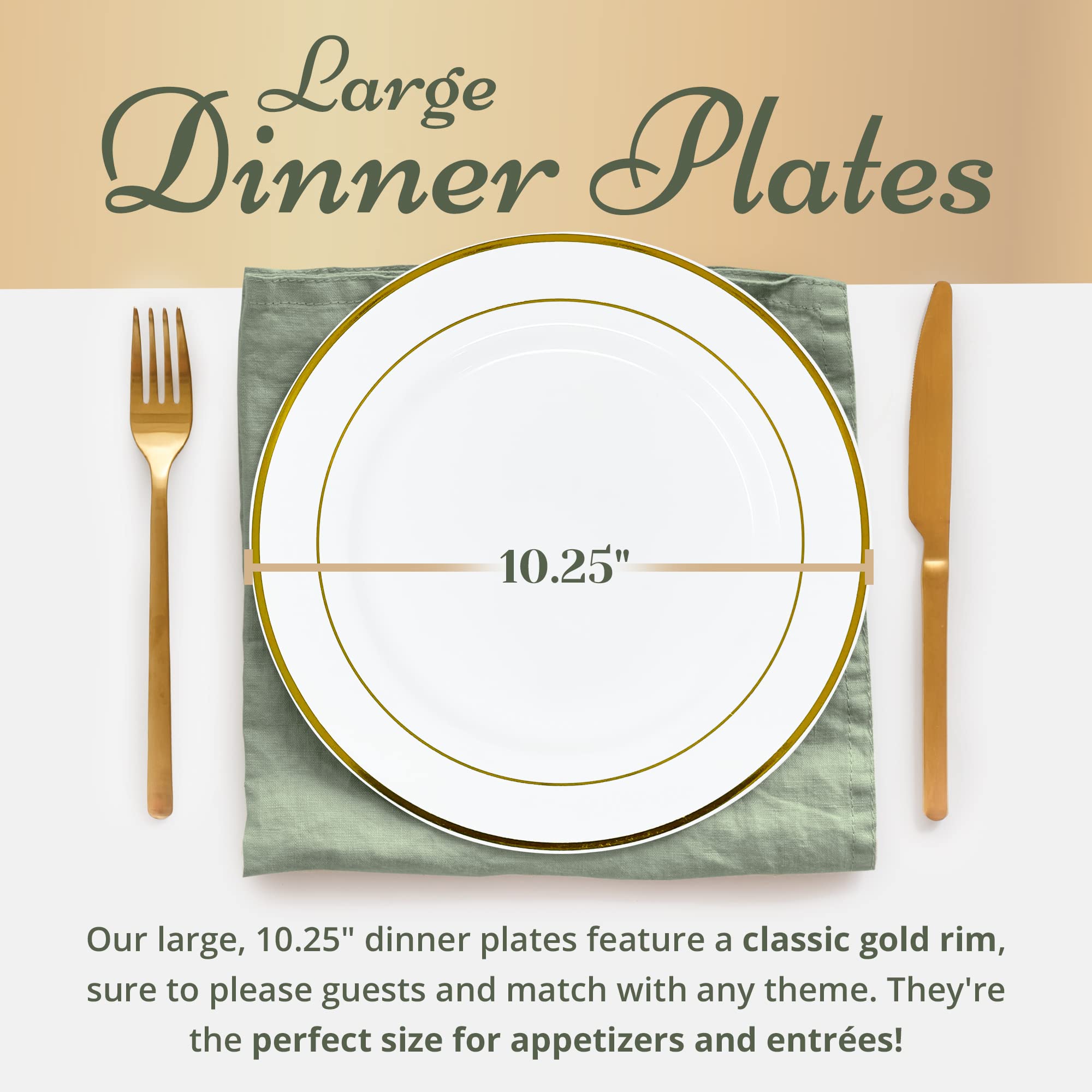 Reli. 110 Disposable Dinner Plates - Gold Rim -3