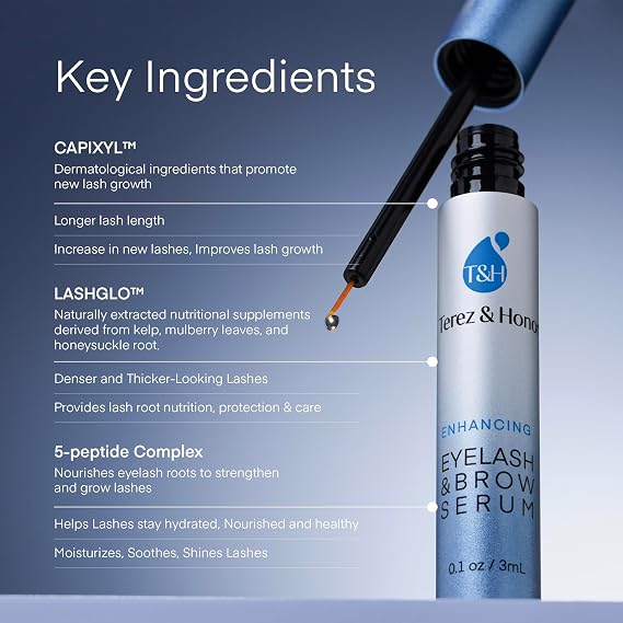 Natural Eyelash Serum with Eyebrow Serum Set - Boost Eyelash Growth Enhancer for Longer, Thicker, Fuller-Looking Lashes and Brows - Gentle & Effective Formular [3 mL + 5mL]