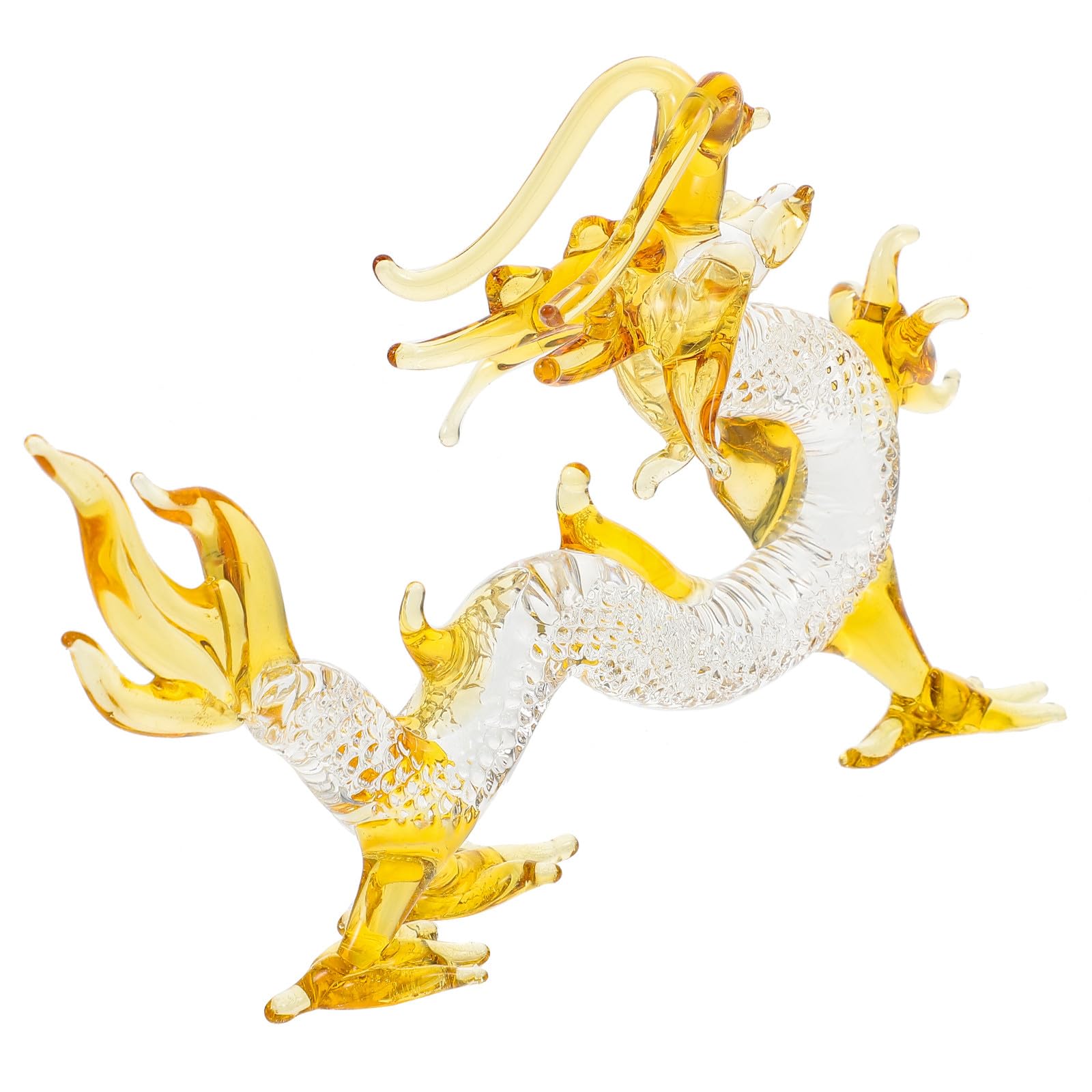 Sculpture de dragon en verre et base dorée, artisanat d'exception