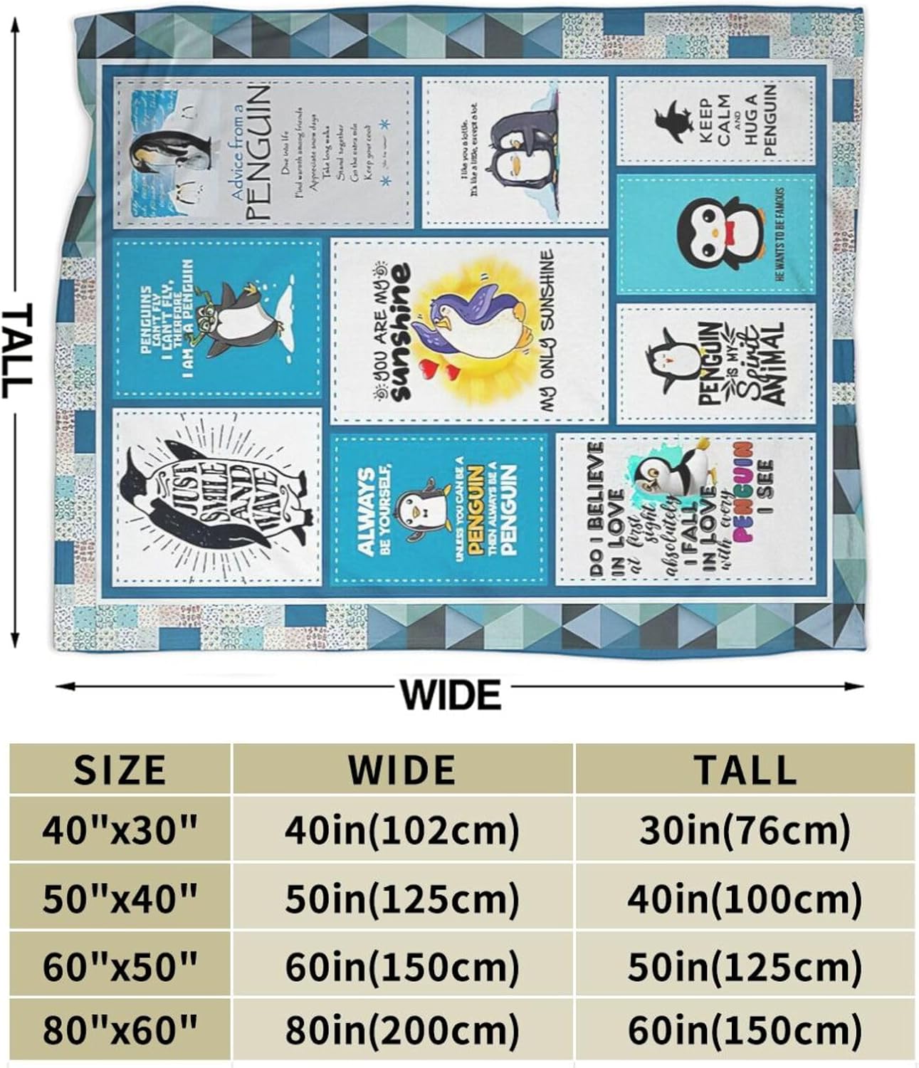 Cute Penguin Throw Blanket - Animal Decor Gifts for Girls Boys Kids - Lightweight Flannel Soft Cozy Sofa Bed Blanket for Adults Women Lover 40"X50" - Image 7
