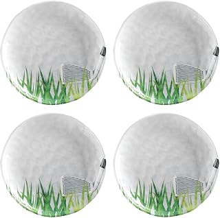 UP UPware Golf Club Melamine Round Dessert Plates, Small Serving Plates, for Appetizer, Snacks, and Side Dishes, White, 6 Inch, Set of 4