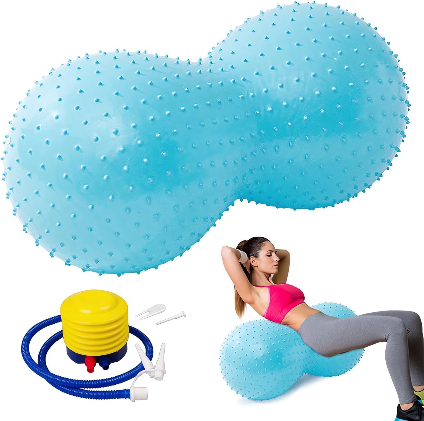 Peanut Ball, 90x45CM Anti-Burst Sensory Exercise Ball with Pump, Thickened Peanut Shape Gym Ball, Autism Sensory Toy Equipment for Kids, Adults, Yoga Pilates Pregnancy Core Training & Physical Therapy