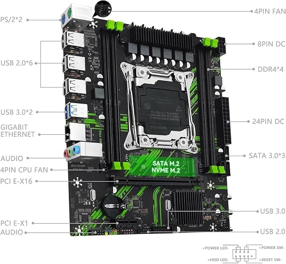 X99 Motherboard X99 PR9 Support LGA 2011-3 E5 V3&V4 CPU DDR4 NVME M.2 Slot