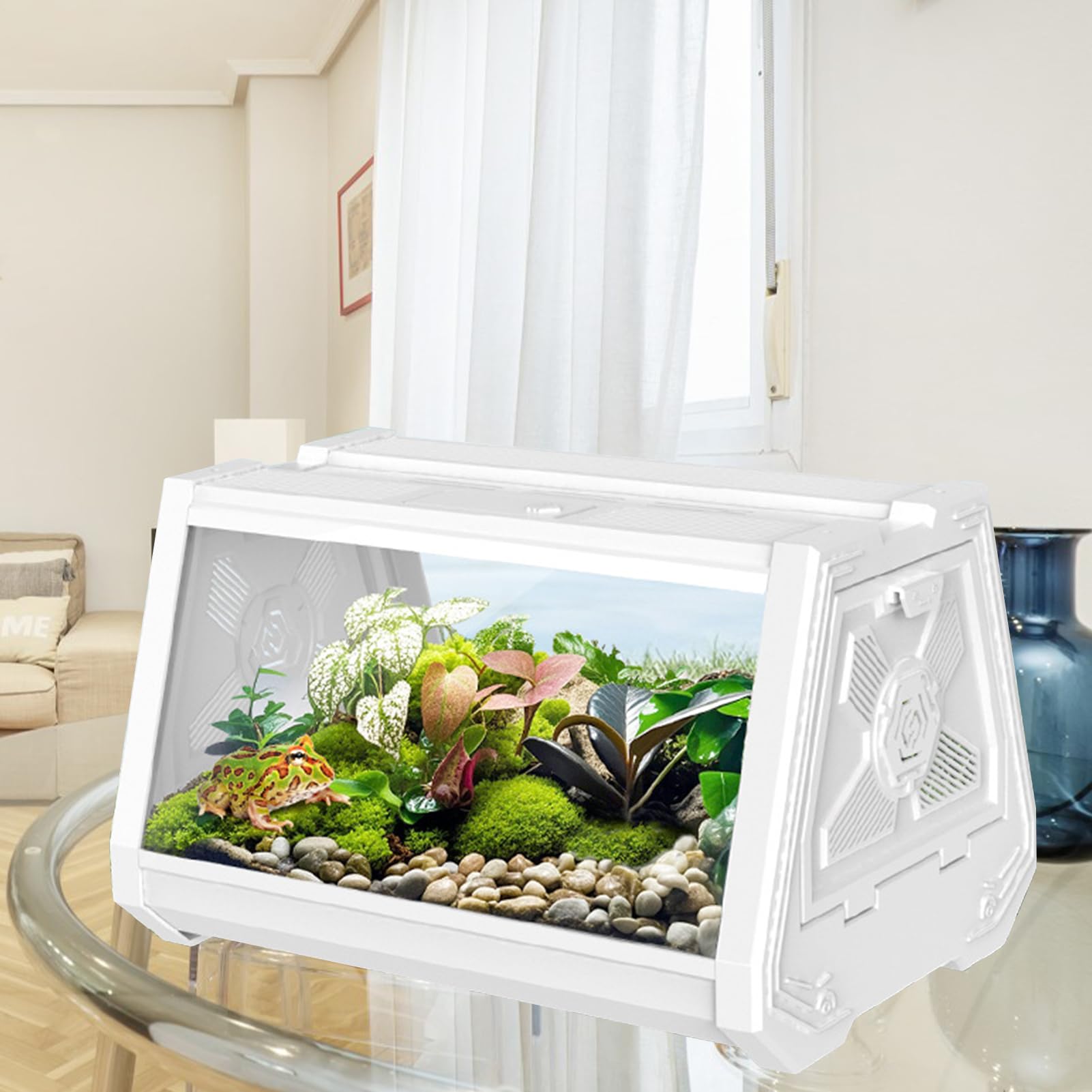 Terrario Per Rettili Vasca per Animali Esotici | Ventilazione Portatile Acquario Recinto Viaggio Antifuga Habitat per Rane Lumache Tartarughe Animali