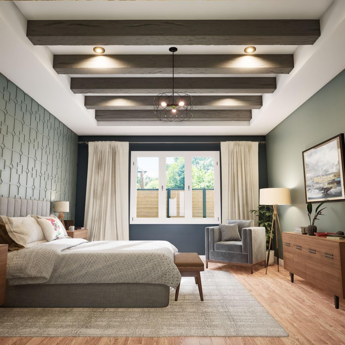 Timberthane Hand Hewn Faux Wood Beam, 3-Sided (U-Beam), 8"W x 6"H x 96"L, Seashell Finish