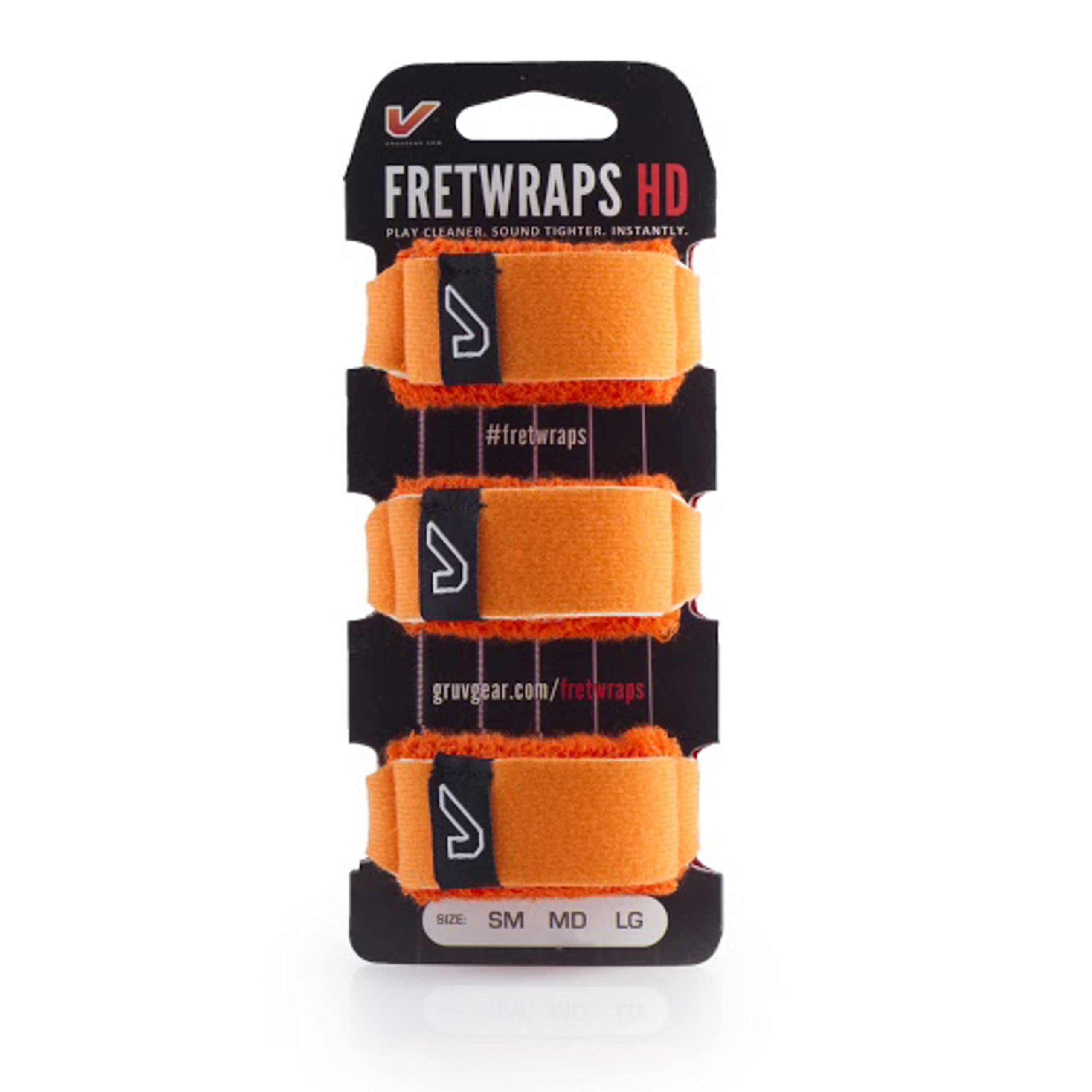 Gruv Gear Fret Wrap &amp; Guitar Mute, Fretwrap for Acoustic, Electric &amp; Bass | String Dampener Recording, Tapping &amp; Practice Accessory (3 Pack, Large Orange, Fits 6 String Bass, 8 String Guitar)