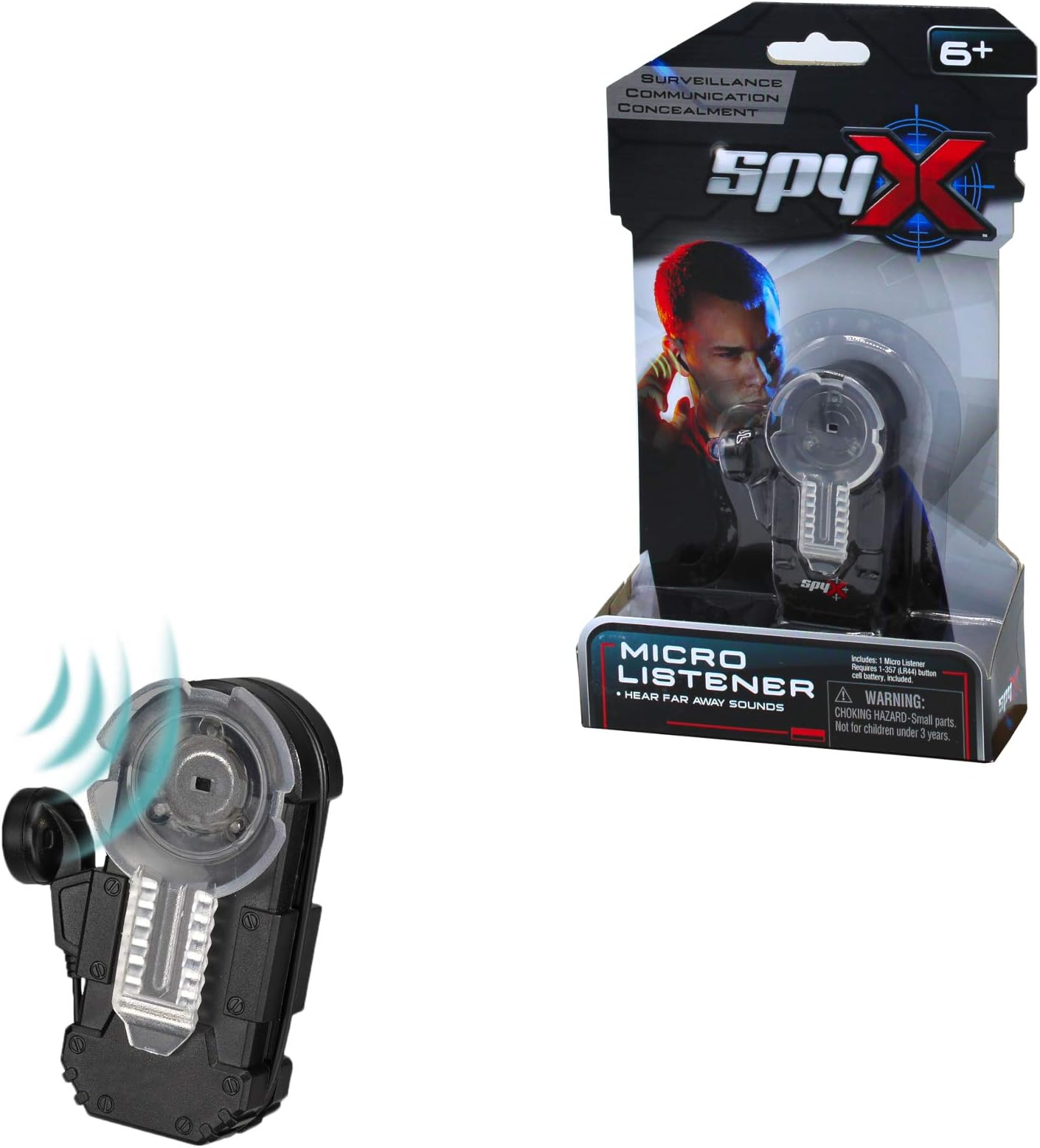 SpyX Micro Listener - Spy Toy Listening Device Clips to Your Pocket with Attached Ear Bud to Hear Secret Conversations. Perfect Addition for Your spy Gear Collection!