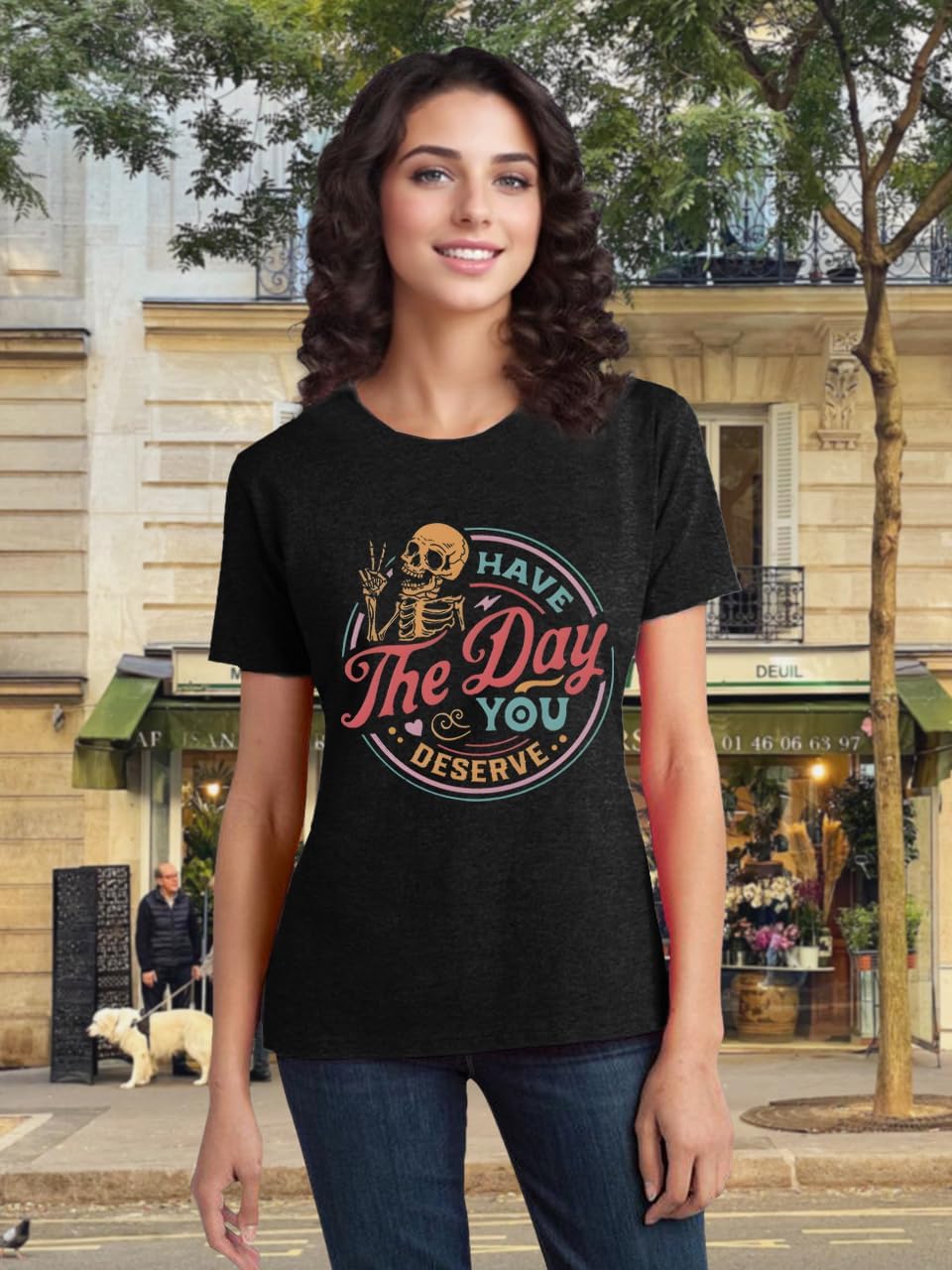 Funny Skull Shirts for Women Vintage Inspired Tee Roses Graphic Tees Spooky Skeleton Tops Casual Short Sleeve Women Tops