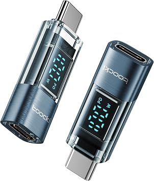 2Pack USB C محول، 100 W USB C أنثى إلى ذكر تمديد مع شاشة LED - متوافق مع iPad Pro، iPhone 16/15 Pro Max، MacBook Pro والمزيد