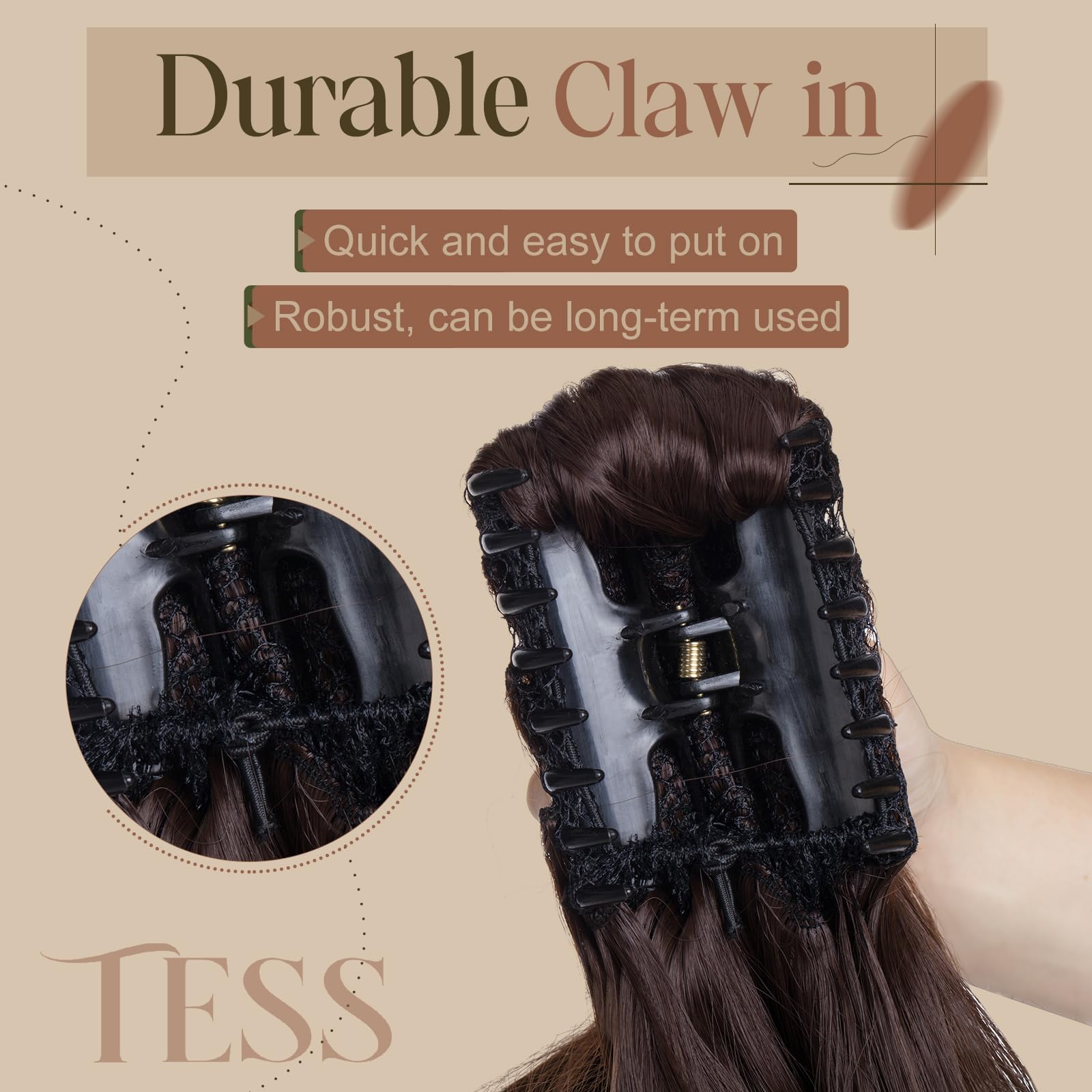 TESS 18 Inch Claw Clip Ponytail Hair Extensions Curly Wavy Ponytail Extension #Light Brown Hair Extension for Women 140g - Image 4