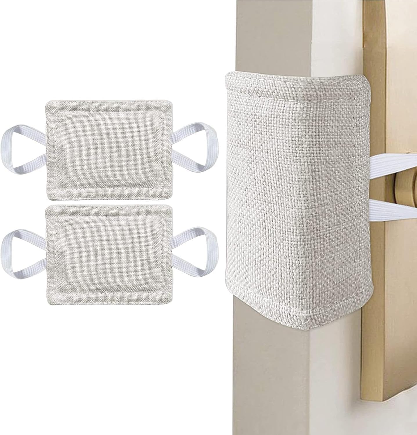 DHVSAM Door Silencer Quiet Door Closer Cushion, Padded Door Latch Cover for Nursery, Baby, Light Sleepers Noise Reduced Prevent from Locking for Toddler Safety - 4 x 3 inch, Natural Colored 2 Pic-image-25