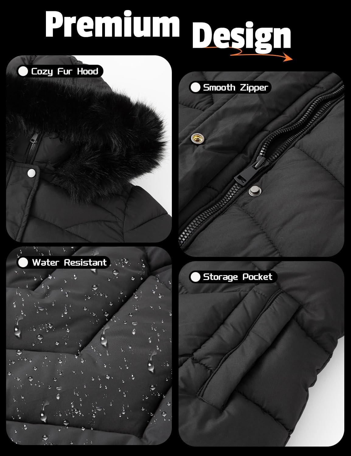 Heated Jackets for Women with 16000mAh Battery Pack, Long Heated Coat with Detachable Fur Hood for Winter - Image 5