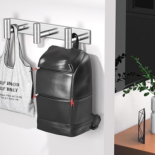 Miniatura 6 de Perchero montado en la pared, 3 ganchos, ganchos de pared de acero inoxidable resistentes para toallas, abrigos, percheros, percheros, toalleros