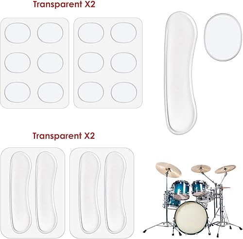 Miniatura 5 de Amortiguadores de tambor - 16 almohadillas de gel, silenciadores de tambor de silicona redondos y largos para control de tono