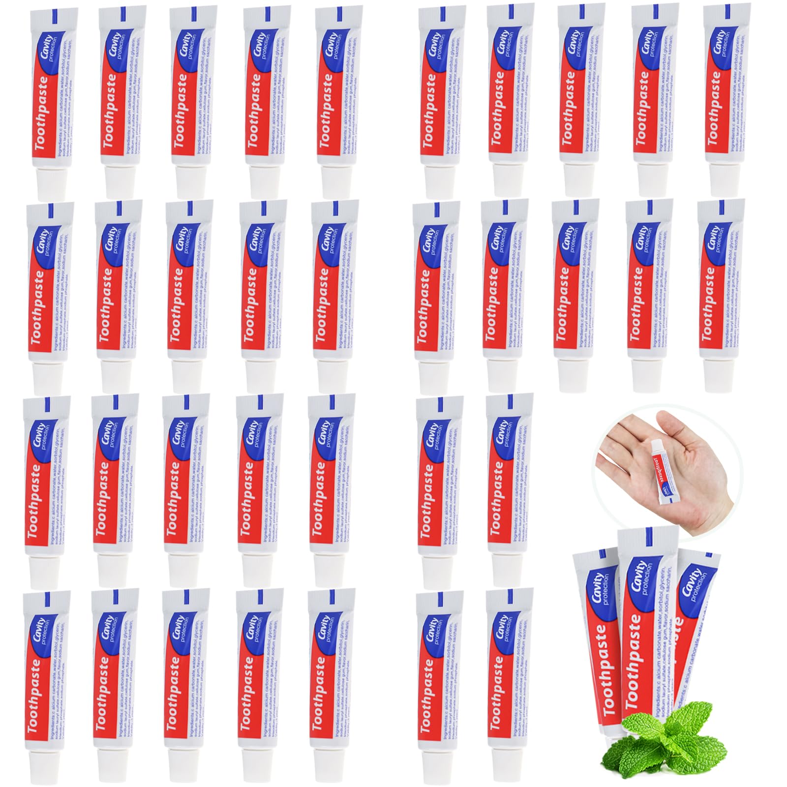 30チューブバルクトラベルサイズ歯磨き粉、0.9オンス エクストラスモール ミント ミニ使い捨て ホテル、ゲスト、ホームレス、チャリティー用(小さすぎる、1回のみ使用可能)