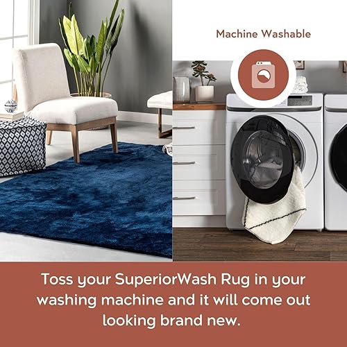 Miniatura 3 de nuLOOM Alfombra de Área Cuadrada de 4 Pies de Felpa Acogedora, Lavable a Máquina, Antideslizante, Alfombra Shag Suave y Esponjosa para Sala de