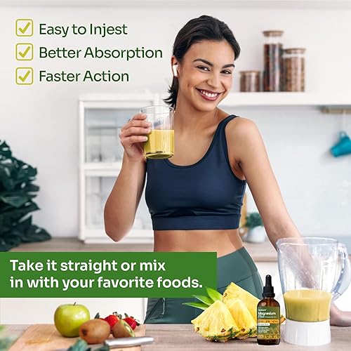 Miniatura 7 de Magnesio Plus Sabor a Piña para Niños y Adultos  Citrato de Magnesio, GlicinatoL-treonato y Vitamina B6, D, CLiquid Drops Suplemento 2 fl oz