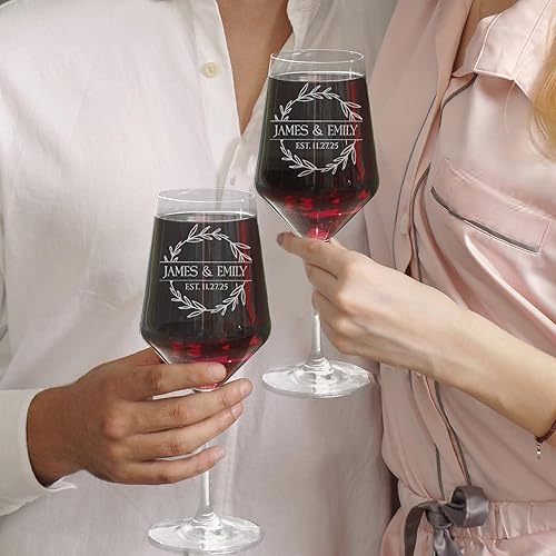 Miniatura 10 de Copa de vino de cristal con monograma personalizada con texto personalizado, gran regalo para bodas, cumpleaños, día de la madre e inauguración de