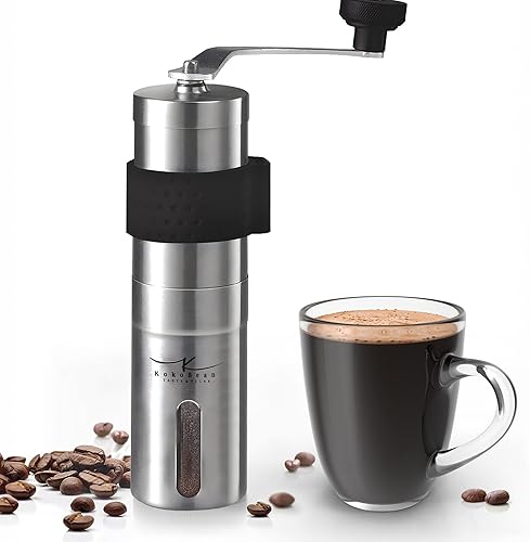 Miniatura 8 de Molinillo de café manual  18 ajustes ajustables, molinillo cónico de grano de café de acero inoxidable, portátil, duradero y apto para viajes, con