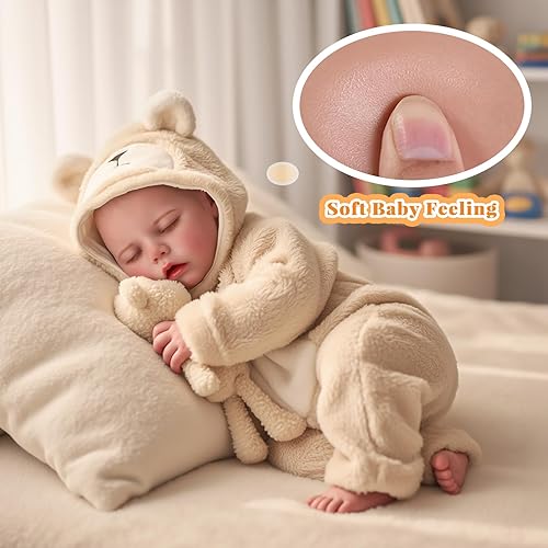 Miniatura 4 de BABESIDE Muñeca Reborn Baby Drink and Wet – Bebé recién nacido realista de 17 pulgadas, puede beber agua y orinar, de vinilo suave de cuerpo