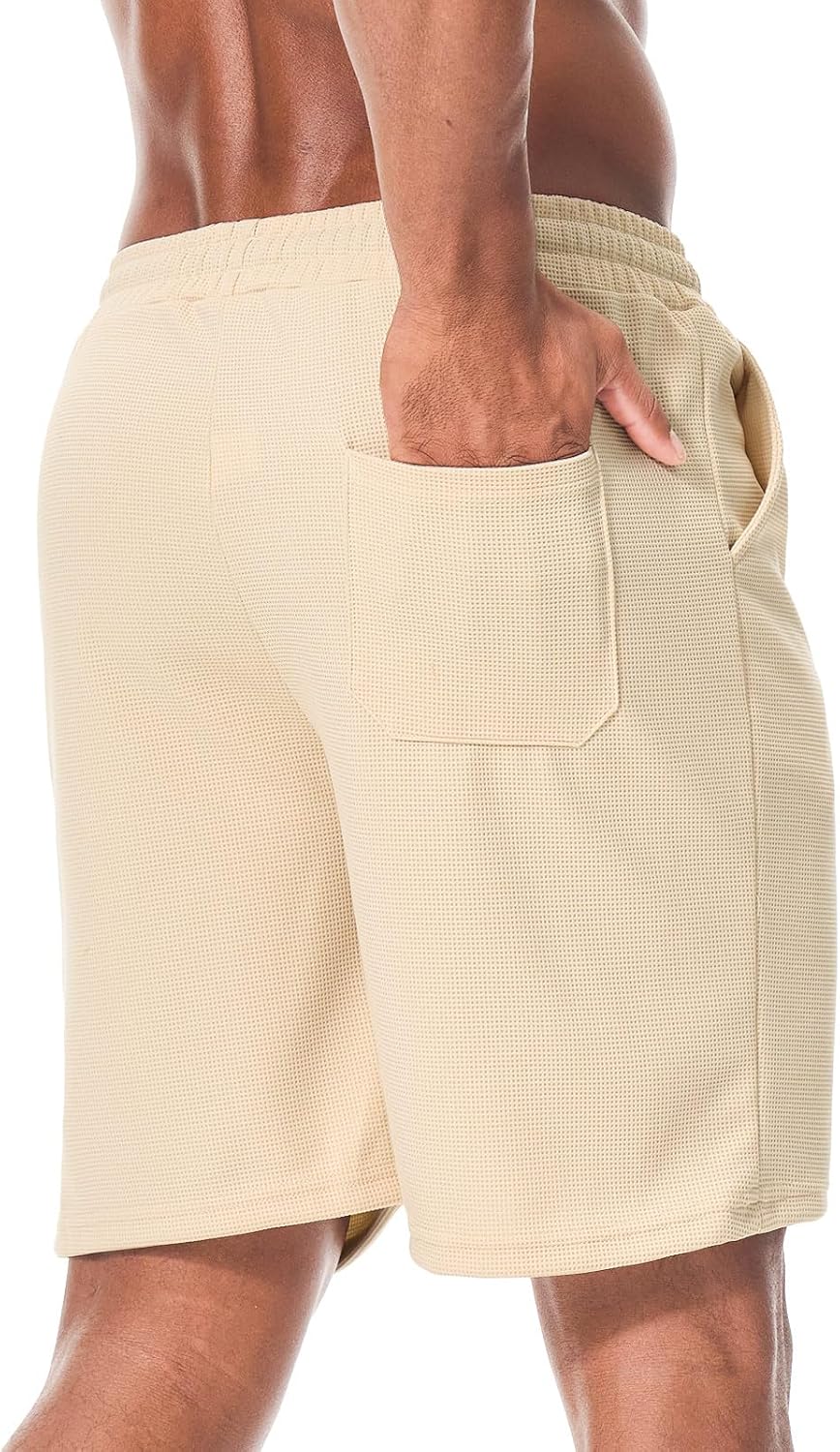 Mens Casual Shorts Elastic Waist Drawstring Lightweight Shorts Stretch Summer Beach Shorts for Men with Pockets - Image 3