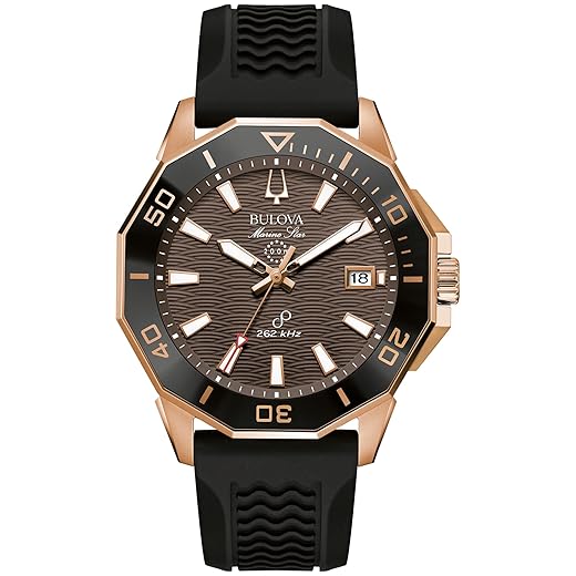 Bulova Relógio analógico masculino de quartzo com pulseira de borracha 98B421, preto, pulseira, Preto, alça