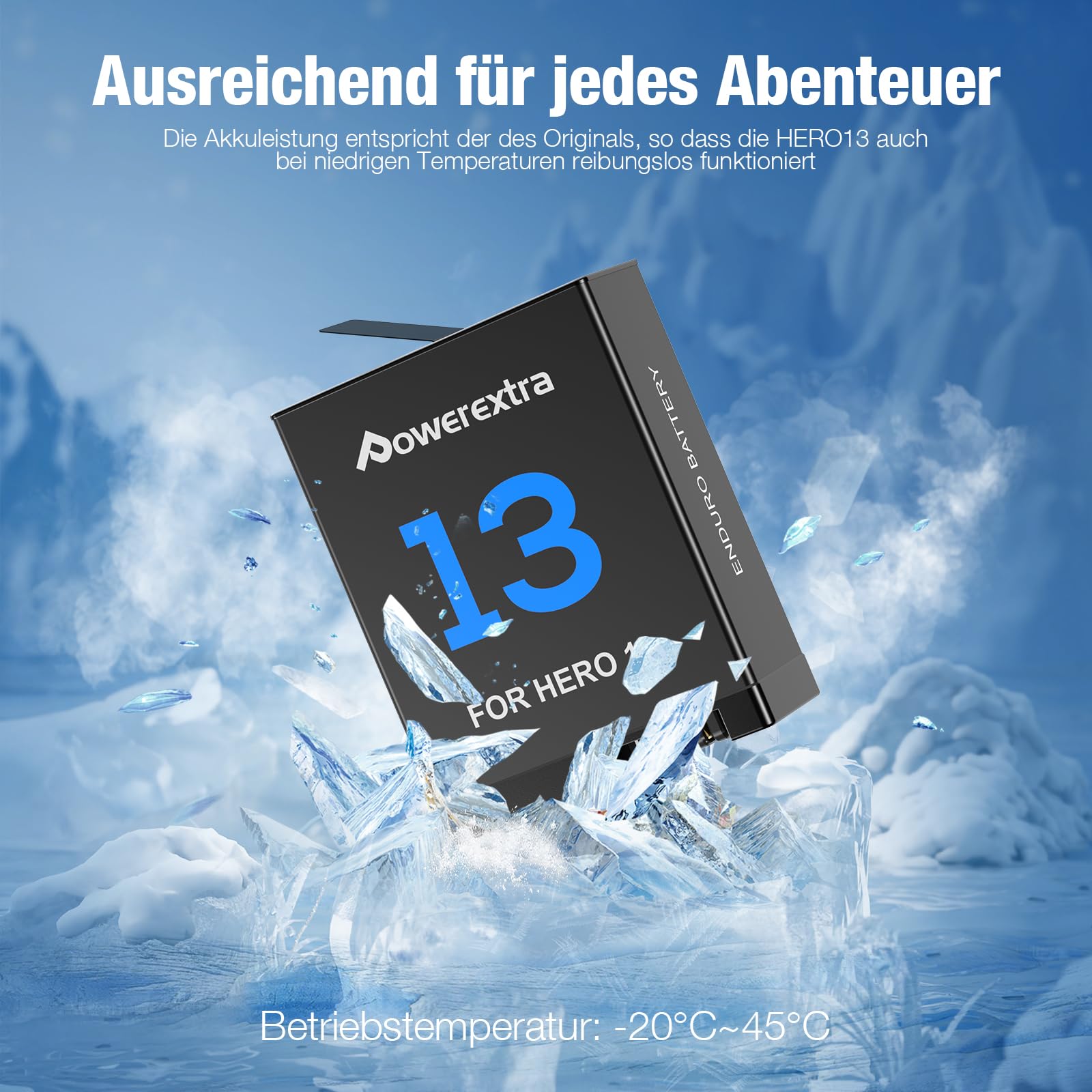 2 Ersatzakkus für GoPro Hero 13 Black und Schnellladegerät - 2er-Pack 2100mAh-Akkus und 3-Fach-USB-Ladegerät, kompatibel mit Original GoPro 13