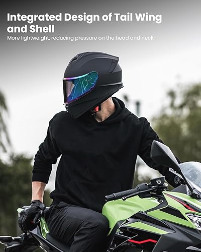 Miniatura 5 de Cascos de motocicleta para hombres y mujeres adultos, casco de bicicleta de calle ligero de cara completa con visera extra transparente Modelo