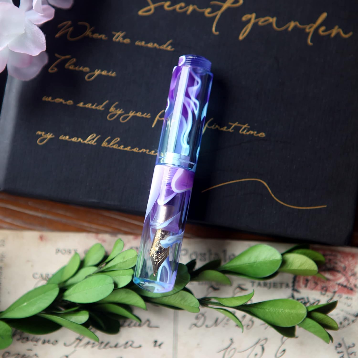 SeventyTwo Mini Transparent Pocket-Size Eyedropper Fountain Pen Fine Nib 0.5mm (Purple)