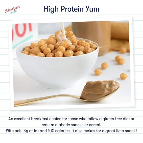 Miniatura 7 de Schoolyard Snacks - Cereal Keto bajo en carbohidratos cero azúcar un aperitivo y desayuno saludable de cereales con alto contenido de proteínas el