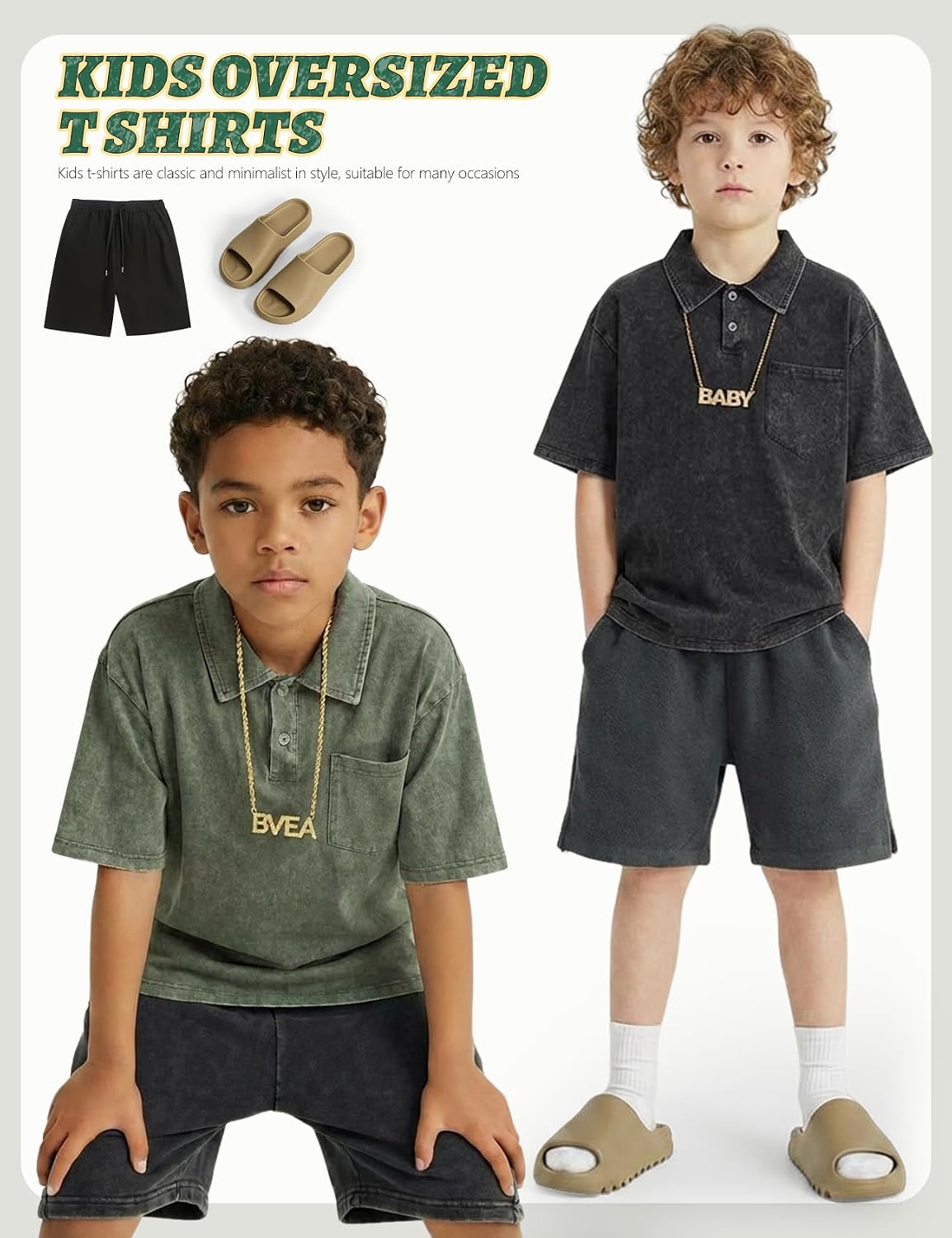 Arssm Boys Polo Shirts Kids Oversized T Shirts Cotton Acid Washed Tshirts Vintage Summer Basic Tees