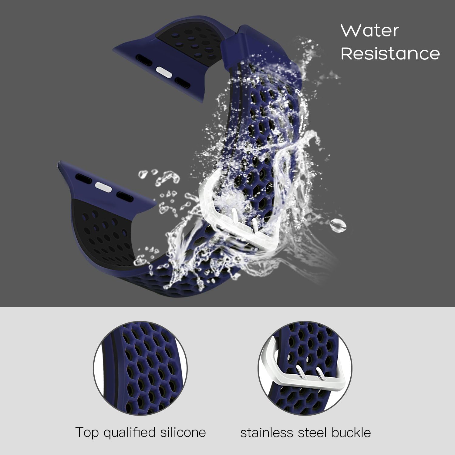 UMAXGET Compatible with Apple Watch Band Series 8/7/6/5/4 42mm/44mm/45mm/49mm 38mm/40mm/41mm , Soft Silicone Breathable Sport Band Compatible with iWatch Series Ultra/8/7/6/5/4/3/2/1/SE for Men Women