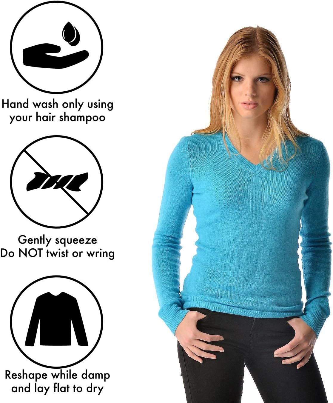 Cashmere Boutique 100% Pure Cashmere Light-Weight Crew Neck Sweater for Women – Long Sleeve, Classic Style, Pullover Sweater