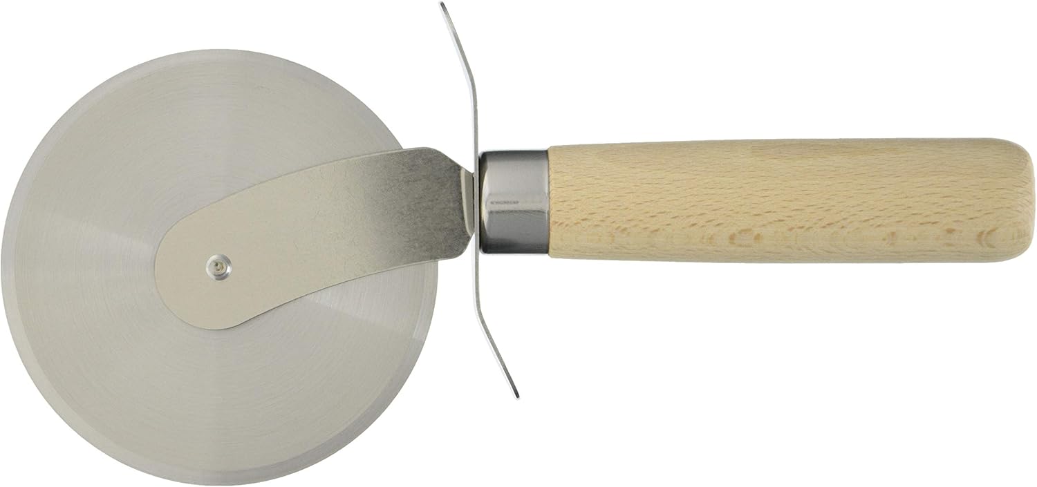 Intec Kaneki WPZ07001 Wooden Handle Pizza Cutter, Large, Blade Material: Stainless Steel Knife, Japan