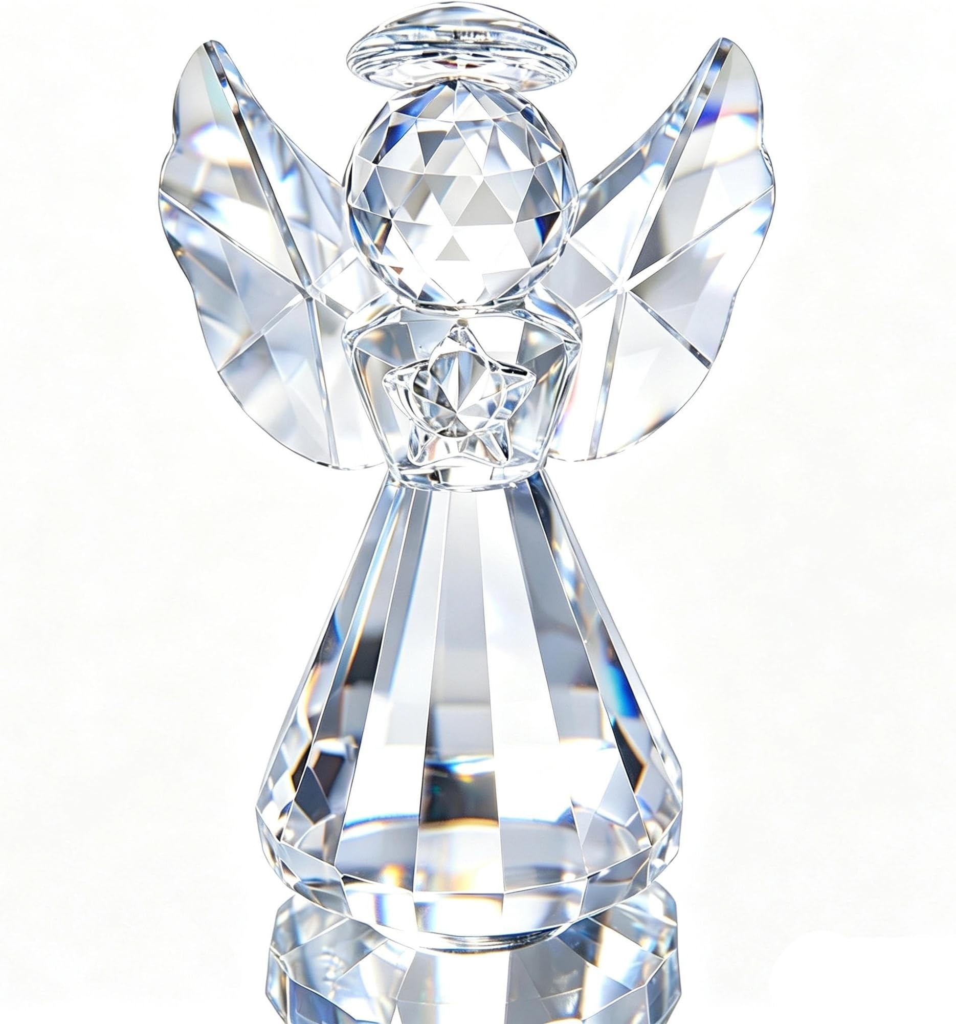 Crystal Angel Figurine Christmas Decor Glass Ornaments Art Collecible Gifts(Clear)
