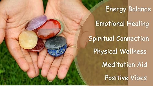 Miniatura 3 de Jet 7 piedras de chakra de forma ovalada seleccionadas a mano naturales para curación, reiki, meditación y equilibrio de chakras, tamaño aproximado