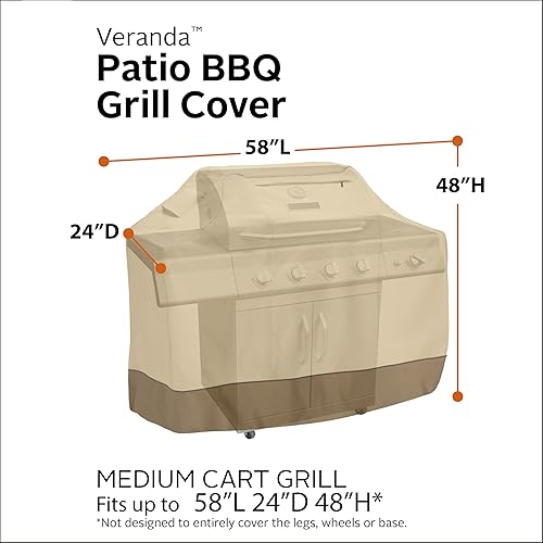 Miniatura 47 de Classic Accessories - Cubierta Veranda para asador/parrilla de BBQ resistente al agua de 72 pulgadas, color caqui con café (Pebble)