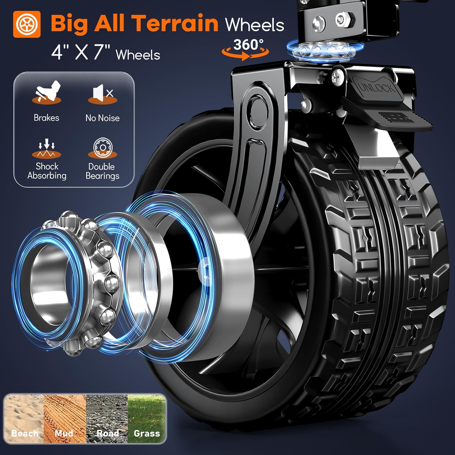 400L Double Decker Wagon Collapsible with 54" L Tailgate, 560lbs Heavy Duty Wagons Carts Foldable, Extra Large Folding Beach Wagon with Big All-Terrain Wheels for Camping, Sports, Groceries, Black