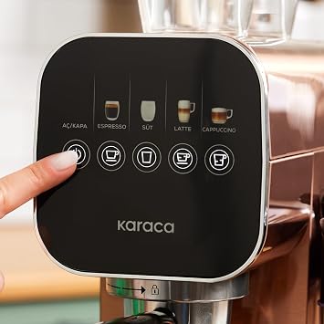 Karaca MyCaffe Barista S20 Entegre Süt Hazneli Otomatik Espresso ve Latte Makinesi Copper 900 ml 1360W