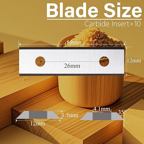 Miniatura 2 de 1.969 in cuadrados de carburo insertos cortadores cuchillos cuchillas 50 × 12 × 0.059 in-35  para carpintería espiralcepilladora helicoidal cabezal