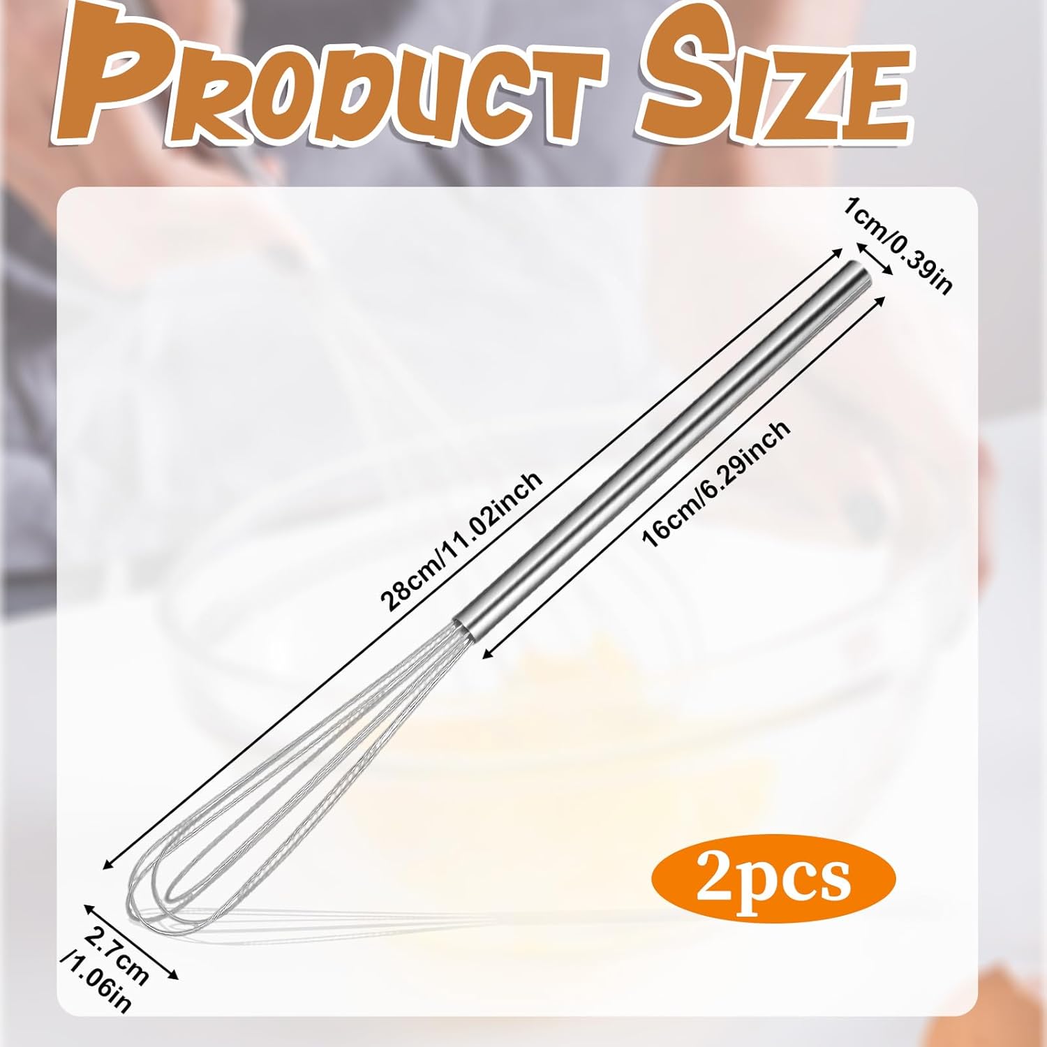 2 Pcs Mini Whisks Set, Stainless Steel Whisk Tiny Egg Whisk, Espresso Matcha Whisks Set Kitchen Baking Supplies For Cooking Steel Wire Gilded Kitchenware Multipurpose Cooking Supplies - Image 6