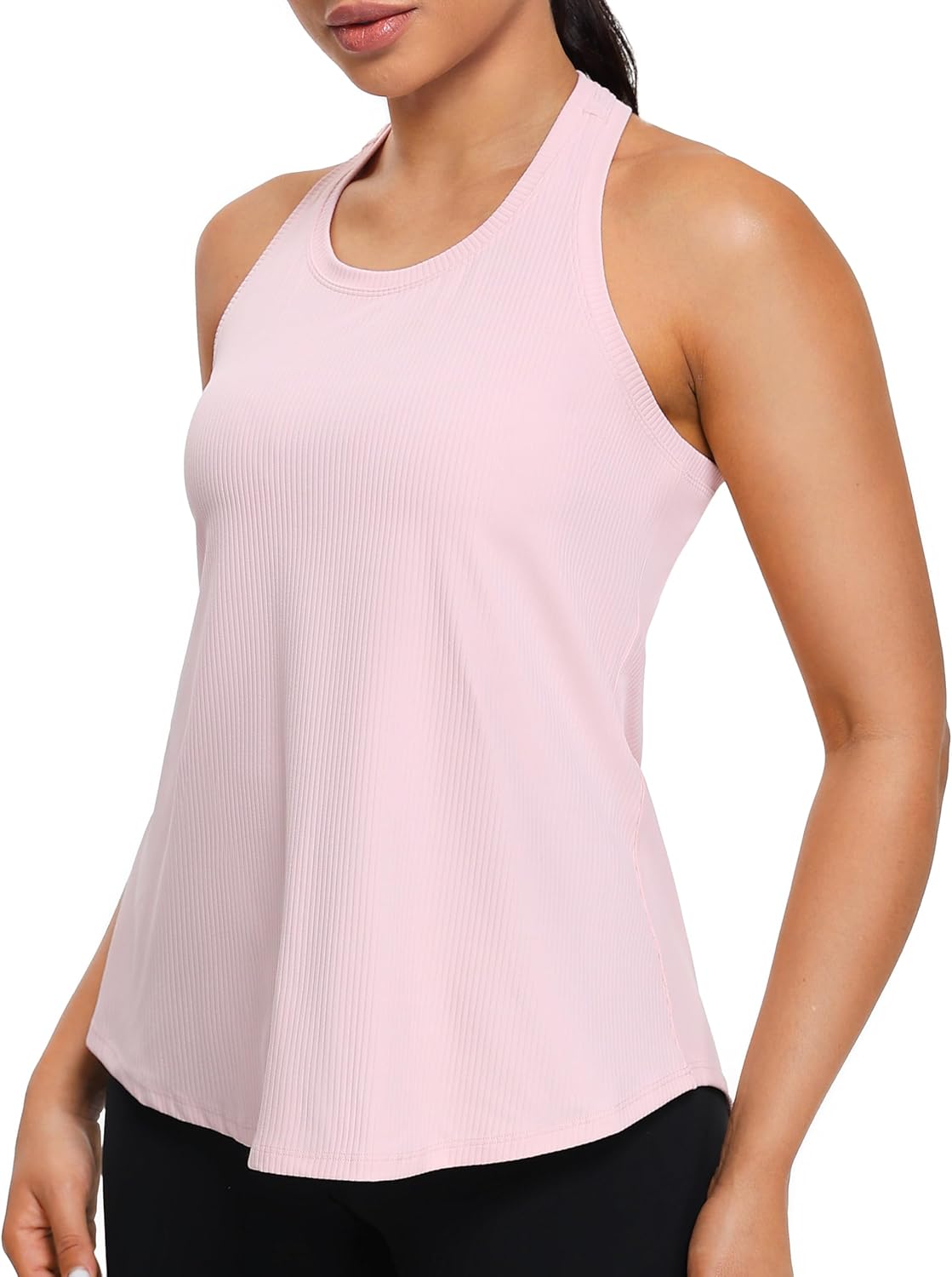 YUNOGA Women's Workout Tops Athletic Tank Tops - Scoop Neck Sleeveless Loose Fit Racerback Yoga Running Gym Shirts
